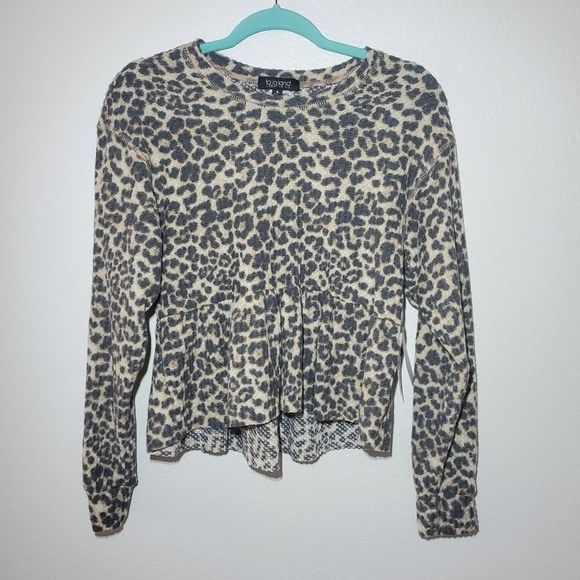 LA LA land cheetah print peplum top small - Picture 1 of 9